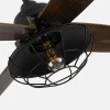 Ventilador Abrila Aquilo negro madera con luz 119,4 cm