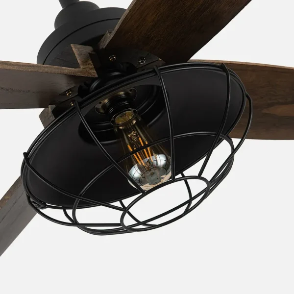 Ventilador Abrila Aquilo negro madera con luz 119,4 cm