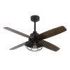 Ventilador Abrila Aquilo negro madera con luz 119,4 cm