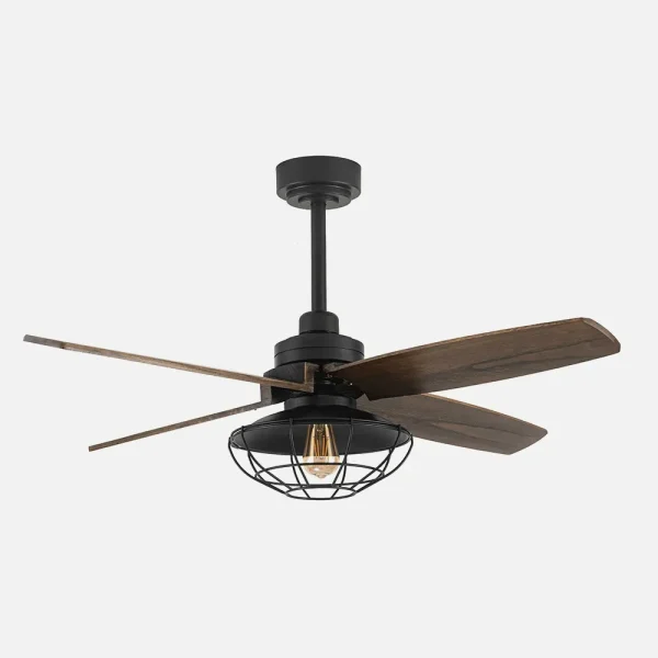 Ventilador Abrila Aquilo negro madera con luz 119,4 cm