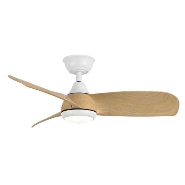 Ventilador de techo Abrila Atomo blanco haya luz LED 91 cm