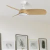 Ventilador de techo Abrila Atomo blanco haya luz LED 91 cm
