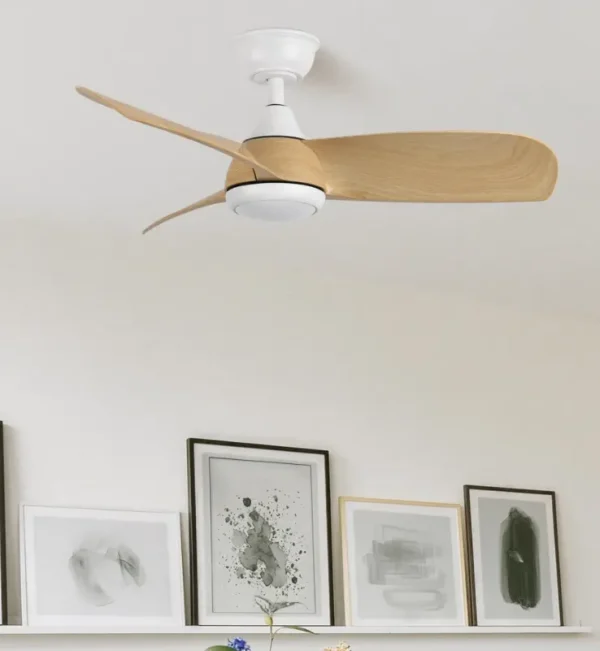 Ventilador de techo Abrila Atomo blanco haya luz LED 91 cm