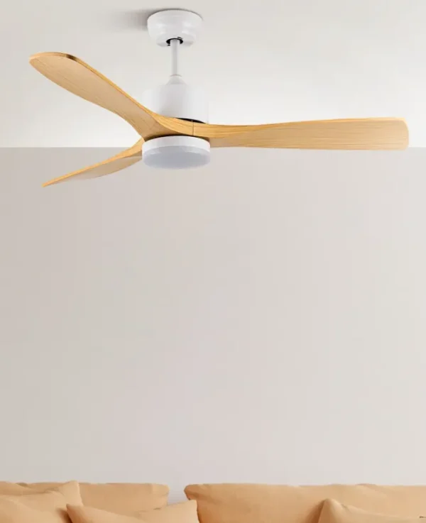 Ventilador de techo Abrila Azabache blanco haya luz LED 112 cm