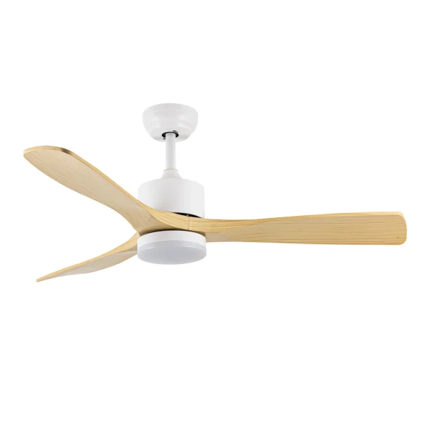 Ventilador de techo Abrila Azabache blanco haya luz LED 112 cm