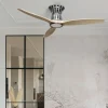 Ventilador de techo Abrila Baltir níquel madera luz LED 132 cm