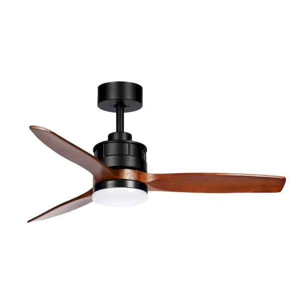Ventilador de techo Abrila Barrax negro madera luz LED 106 cm