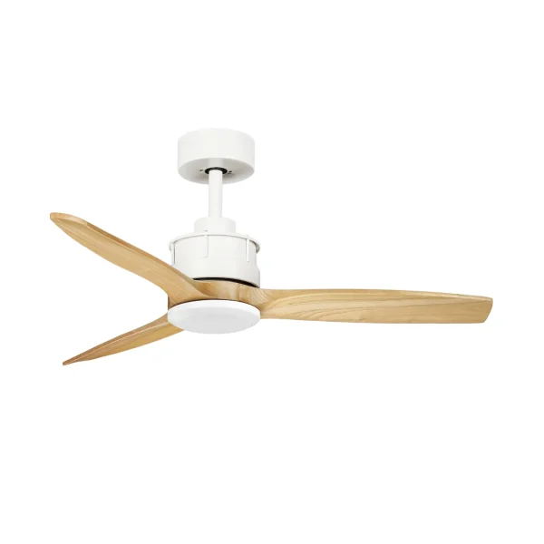 Ventilador de techo Abrila Barrax blanco madera luz LED 106 cm