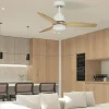 Ventilador de techo Abrila Barrax blanco madera luz LED 106 cm