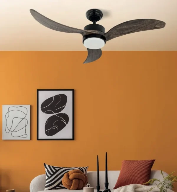 Ventilador Abrila Bembezar negro madera luz LED 107 cm