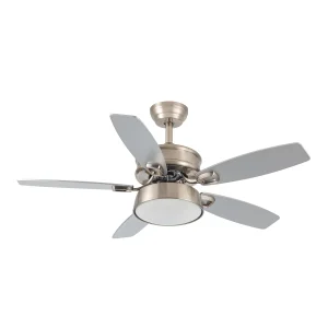 Ventilador de techo Abrila Braw níquel plata haya luz LED 106,7 cm