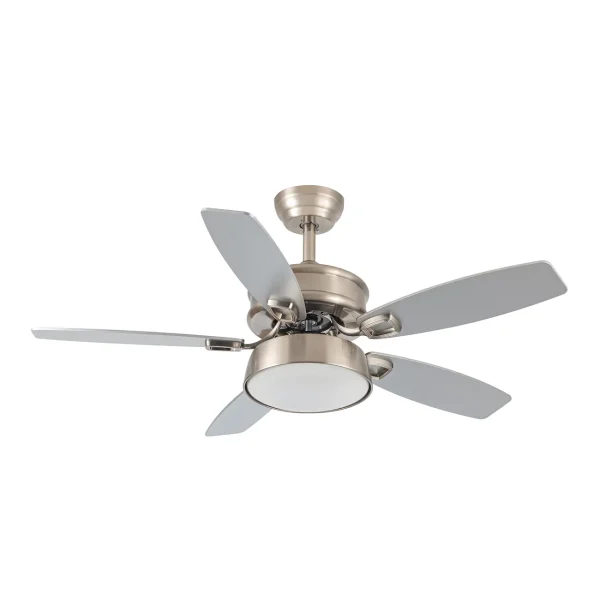 Ventilador de techo Abrila Braw níquel plata haya luz LED 106,7 cm