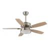Ventilador de techo Abrila Braw níquel plata haya luz LED 106,7 cm