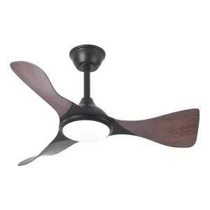 Ventilador de techo Abrila Caiman negro madera luz LED 89 cm
