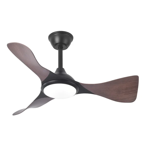 Ventilador de techo Abrila Caiman negro madera luz LED 89 cm