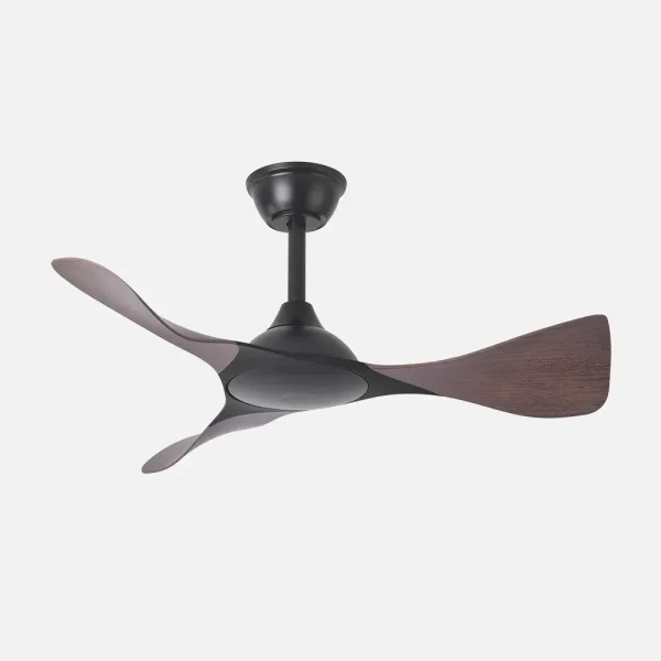 Ventilador de techo Abrila Caiman negro madera luz LED 89 cm