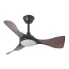 Ventilador de techo Abrila Caiman negro madera luz LED 89 cm