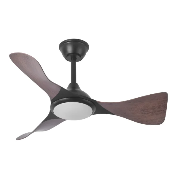 Ventilador de techo Abrila Caiman negro madera luz LED 89 cm