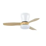 Ventilador de techo Abrila Cain blanco haya luz LED 62 cm
