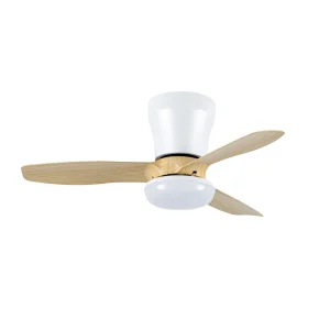 Ventilador de techo Abrila Cain blanco haya luz LED 62 cm