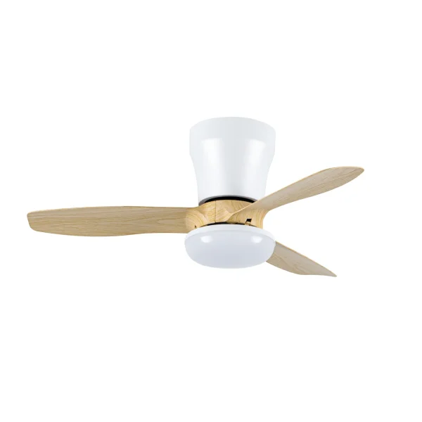 Ventilador de techo Abrila Cain blanco haya luz LED 62 cm