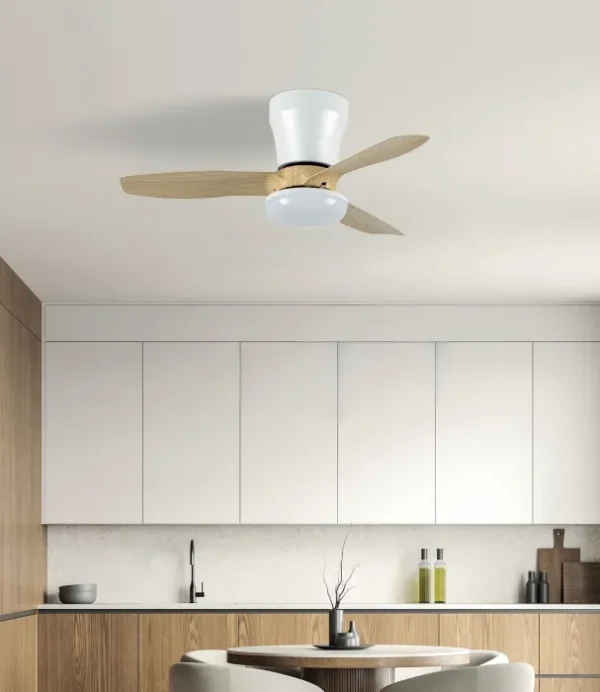 Ventilador de techo Abrila Cain blanco haya luz LED 62 cm