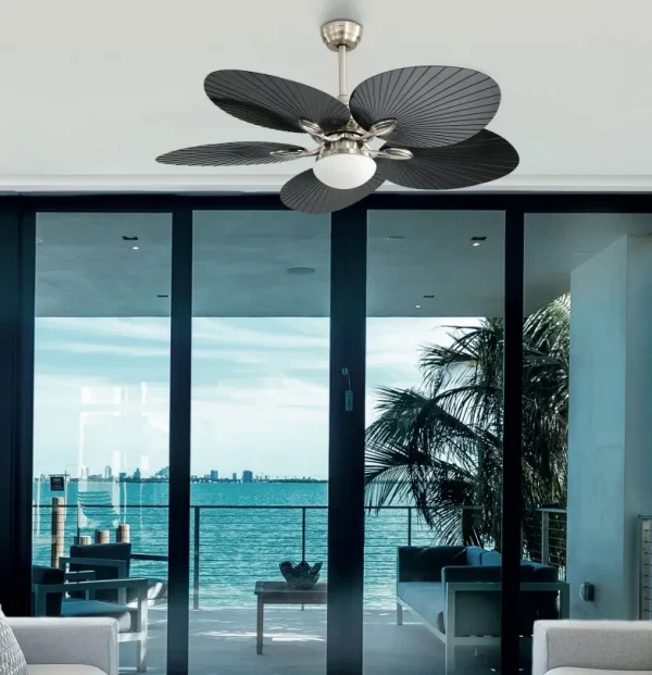 Ventilador de techo Abrila Chaw níquel negro luz LED 132 cm