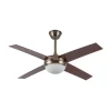 Ventilador de techo Abrila Ciro cuero madera oscura con luz 116,8 cm