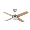 Ventilador de techo Abrila Ciro níquel plata  haya con luz 116,8 cm