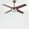 Ventilador de techo Abrila Ciro cuero madera oscura con luz 116,8 cm