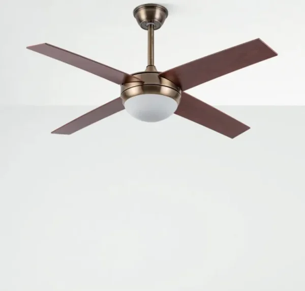 Ventilador de techo Abrila Ciro cuero madera oscura con luz 116,8 cm