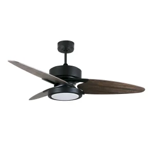 Ventilador de techo Abrila Cross negro gris - roble luz LED 132 cm