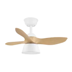 Ventilador de techo Abrila Cubico blanco haya luz LED 82 cm
