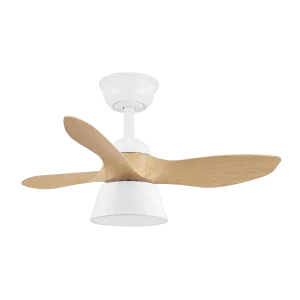 Ventilador de techo Abrila Cubico blanco haya luz LED 82 cm