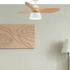 Ventilador de techo Abrila Cubico blanco haya luz LED 82 cm