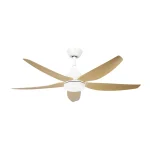 Ventilador de techo Abrila Elda blanco haya luz LED 144 cm