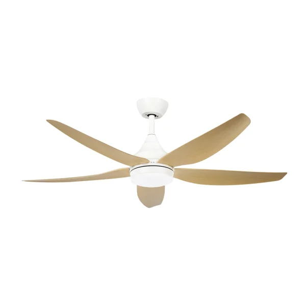 Ventilador de techo Abrila Elda blanco haya luz LED 144 cm