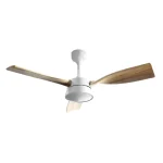 Ventilador de techo Abrila Estio blanco madera luz LED 132 cm