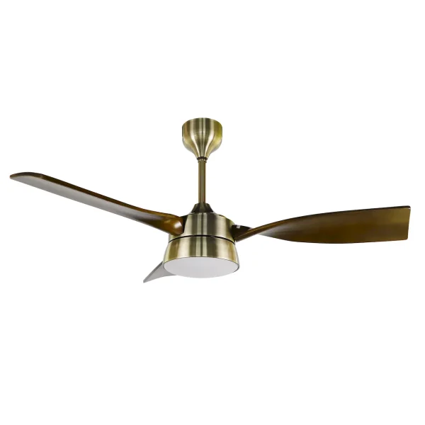 Ventilador de techo Abrila Estio cuero madera luz LED 132 cm