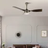 Ventilador de techo Abrila Estio cuero madera luz LED 132 cm