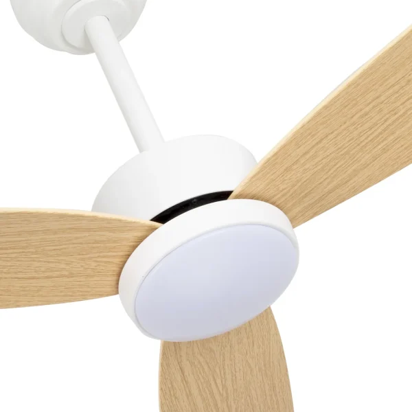 Ventilador de techo Abrila Genil blanco haya luz LED 132 cm