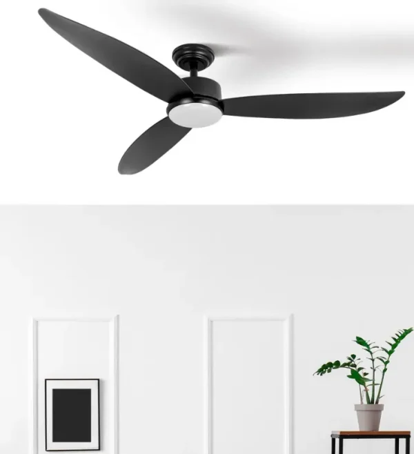 Ventilador de techo Abrila Genil negro luz LED 132 cm