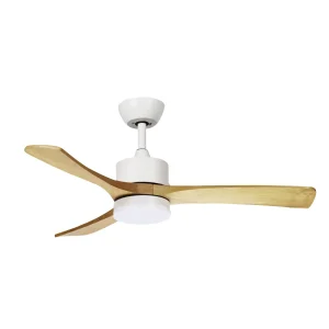 Ventilador de techo Abrila Hellin blanco madera luz LED 106 cm
