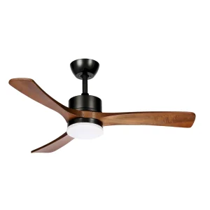 Ventilador de techo Abrila Hellin negro madera luz LED 106 cm