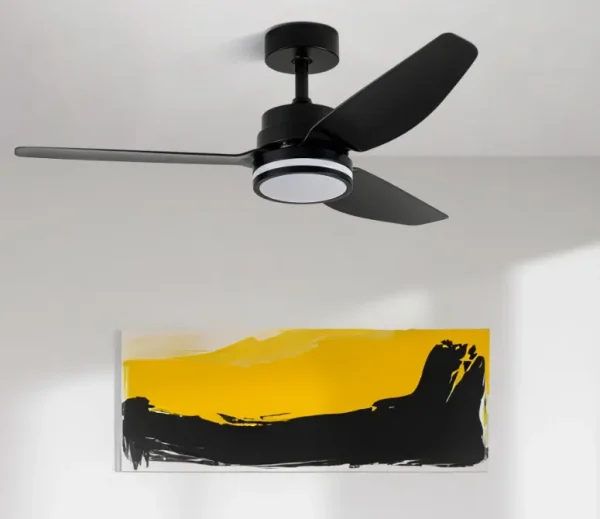 Ventilador de techo Abrila Jarama negro luz LED 112 cm