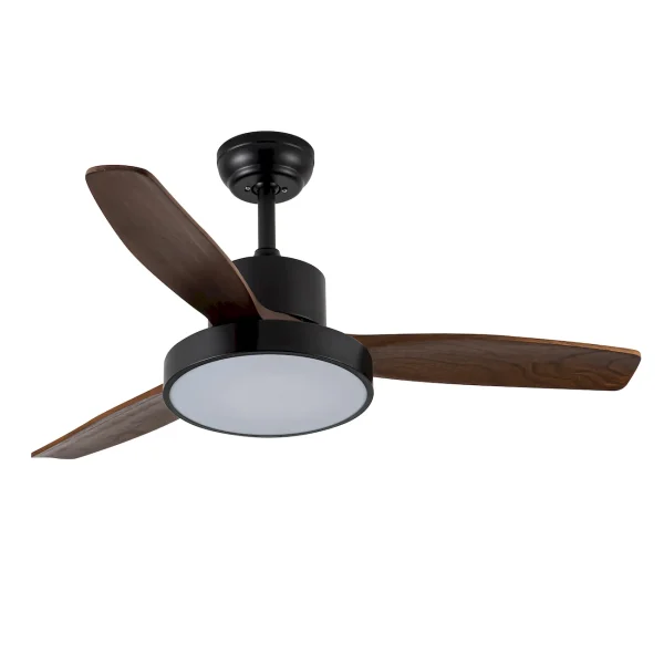 Ventilador de techo Abrila Kavala negro madera luz LED 112 cm
