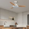 Ventilador de techo Abrila Kavala blanco madera luz LED 112 cm