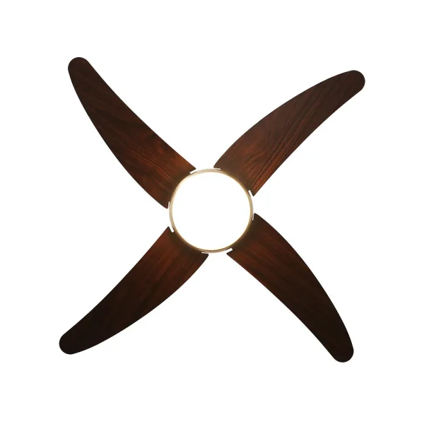 Ventilador de techo Abrila Klod cuero madera oscura con luz 117 cm