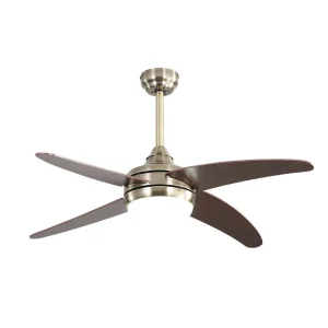 Ventilador de techo Abrila Klod cuero madera oscura con luz 117 cm