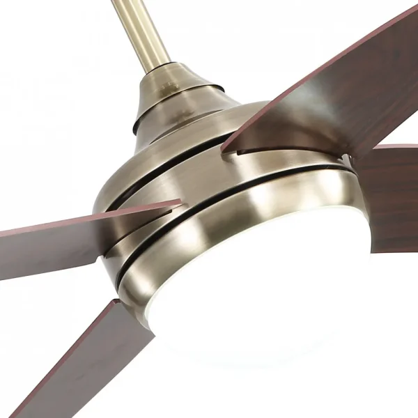 Ventilador de techo Abrila Klod cuero madera oscura con luz 117 cm